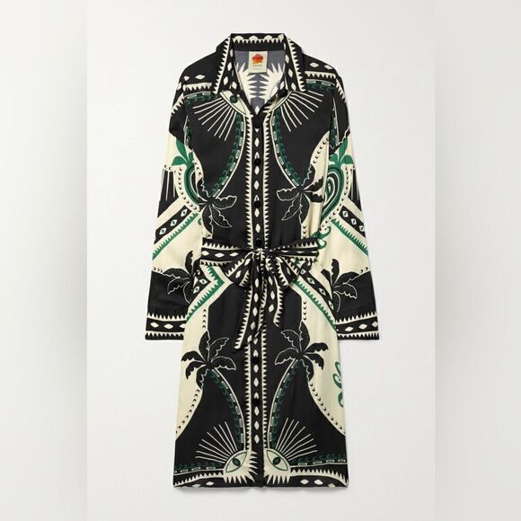 Rare Farm Rio Mystic Scarf Midi Black Shirt Dress Lenzing Wrap Size XS - Picture 7 of 15